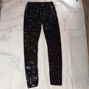Regent & Oxford Black Sequin BOUTIQUE BRAND LEGGINGS NWT